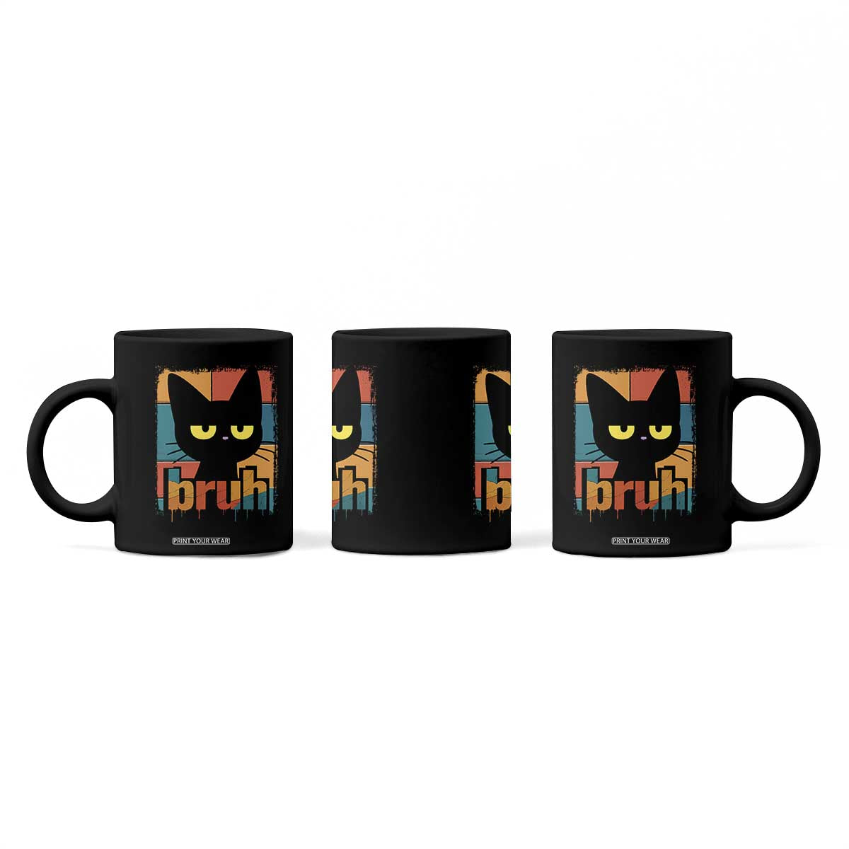 Funny Black Cat Bruh Meme Coffee Mug Funny Black Cat TS14 Print Your Wear