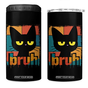 Funny Black Cat Bruh Meme 4 in 1 Can Cooler Tumbler Funny Black Cat TS14 One Size: 16 oz Black Print Your Wear