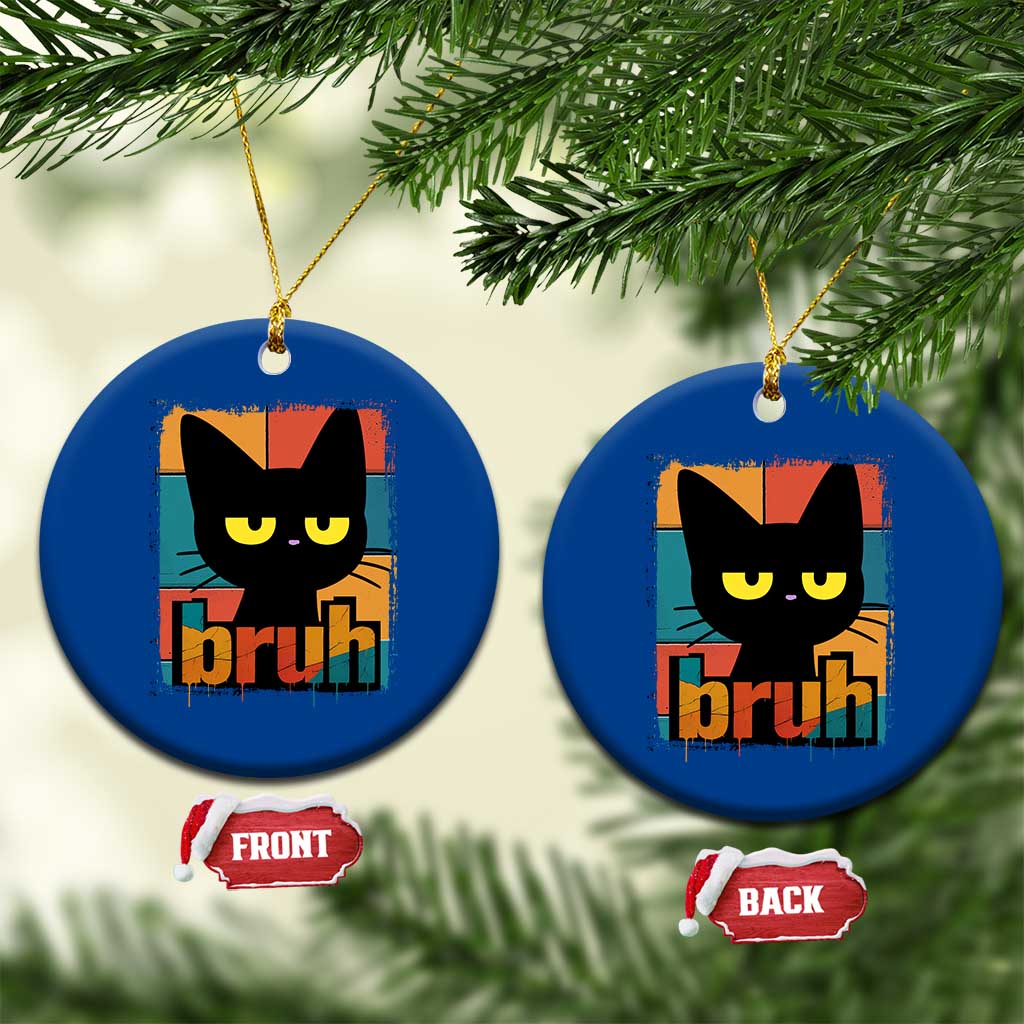 Funny Black Cat Bruh Meme Ceramic Ornament Funny Black Cat TS14 1pc Blue Print Your Wear