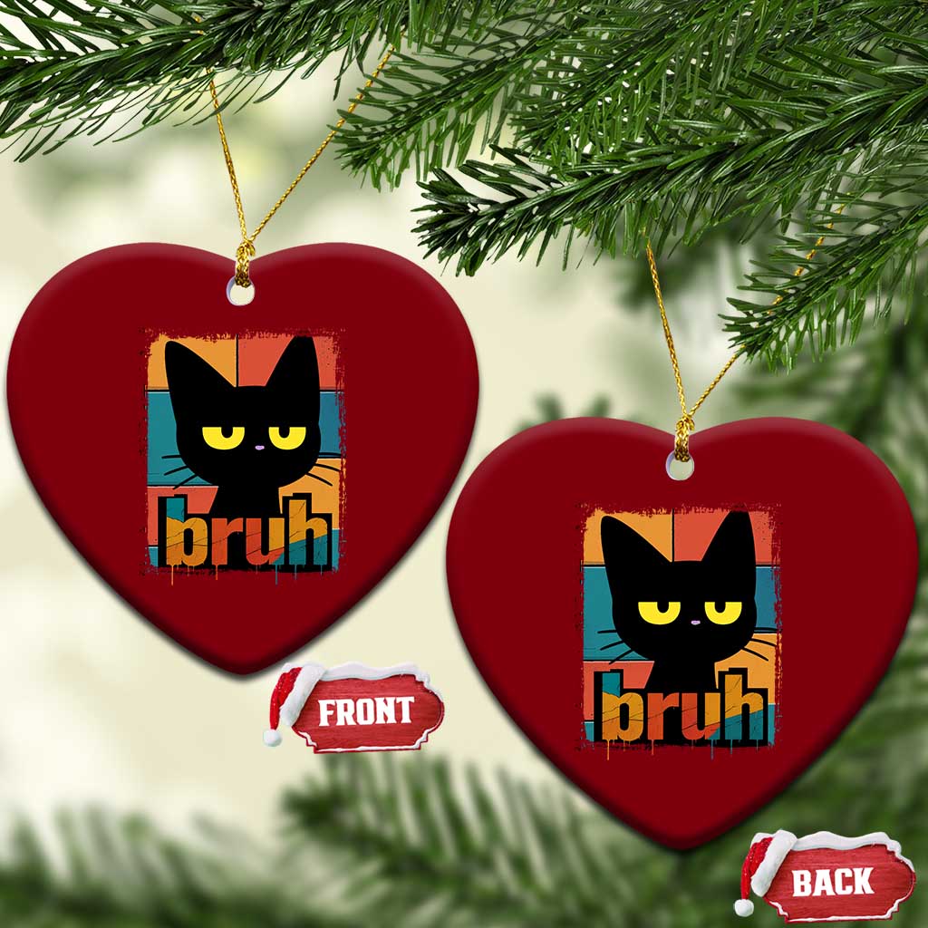 Funny Black Cat Bruh Meme Ceramic Ornament Funny Black Cat TS14 Print Your Wear