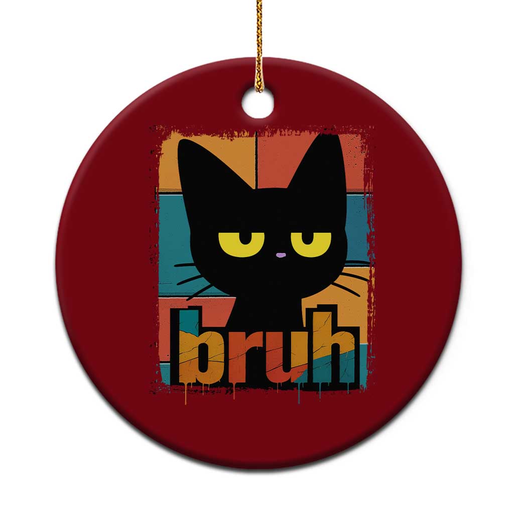 Funny Black Cat Bruh Meme Ceramic Ornament Funny Black Cat TS14 1pc Red Print Your Wear
