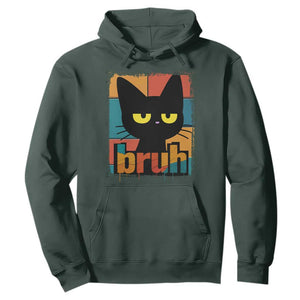 Funny Black Cat Bruh Meme Hoodie Funny Black Cat TS14 Dark Forest Green Print Your Wear