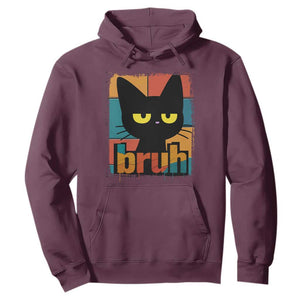 Funny Black Cat Bruh Meme Hoodie Funny Black Cat TS14 Maroon Print Your Wear