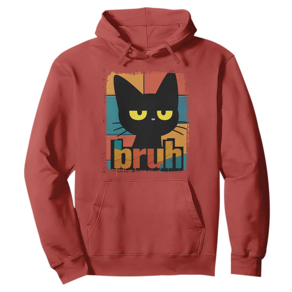 Funny Black Cat Bruh Meme Hoodie Funny Black Cat TS14 Red Print Your Wear