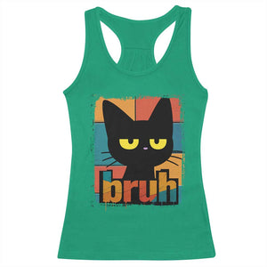 Funny Black Cat Bruh Meme Racerback Tank Top Funny Black Cat TS14 Irish Green Print Your Wear