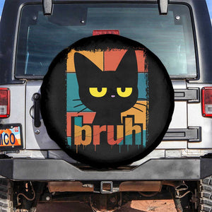 Funny Black Cat Bruh Meme Spare Tire Cover Funny Black Cat TS14 No hole Black Print Your Wear