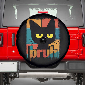 Funny Black Cat Bruh Meme Spare Tire Cover Funny Black Cat TS14 Black Print Your Wear