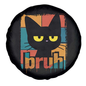 Funny Black Cat Bruh Meme Spare Tire Cover Funny Black Cat TS14 Print Your Wear