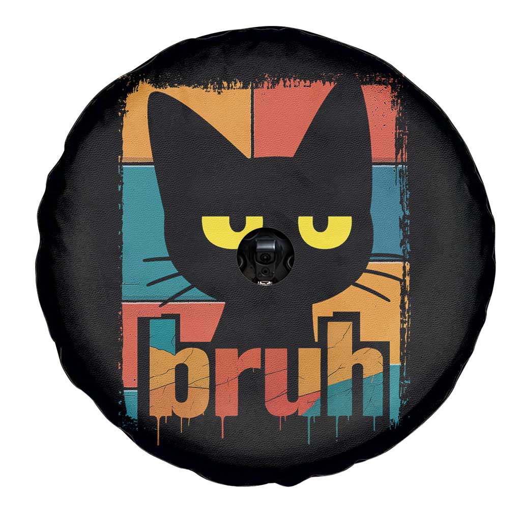 Funny Black Cat Bruh Meme Spare Tire Cover Funny Black Cat TS14 Print Your Wear