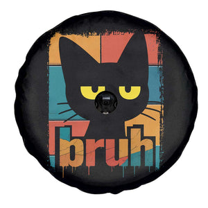 Funny Black Cat Bruh Meme Spare Tire Cover Funny Black Cat TS14 Print Your Wear