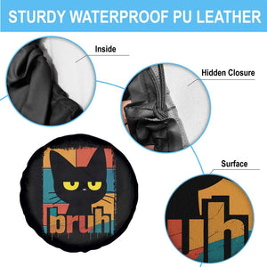 Funny Black Cat Bruh Meme Spare Tire Cover Funny Black Cat TS14 Print Your Wear