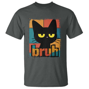 Funny Black Cat Bruh Meme T Shirt Funny Black Cat TS14 Dark Heather Print Your Wear