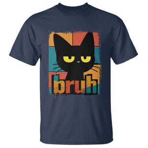 Funny Black Cat Bruh Meme T Shirt Funny Black Cat TS14 Navy Print Your Wear