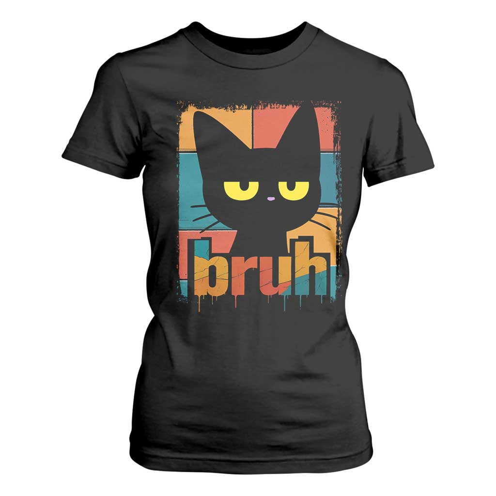 Funny Black Cat Bruh Meme T Shirt For Women Funny Black Cat TS14 Black Print Your Wear