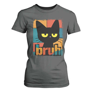 Funny Black Cat Bruh Meme T Shirt For Women Funny Black Cat - Print Your Wear