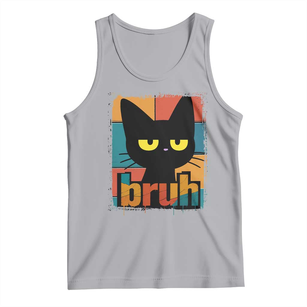 Funny Black Cat Bruh Meme Tank Top Funny Black Cat TS14 Athletic Heather Print Your Wear
