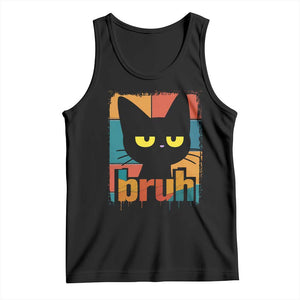 Funny Black Cat Bruh Meme Tank Top Funny Black Cat TS14 Black Print Your Wear