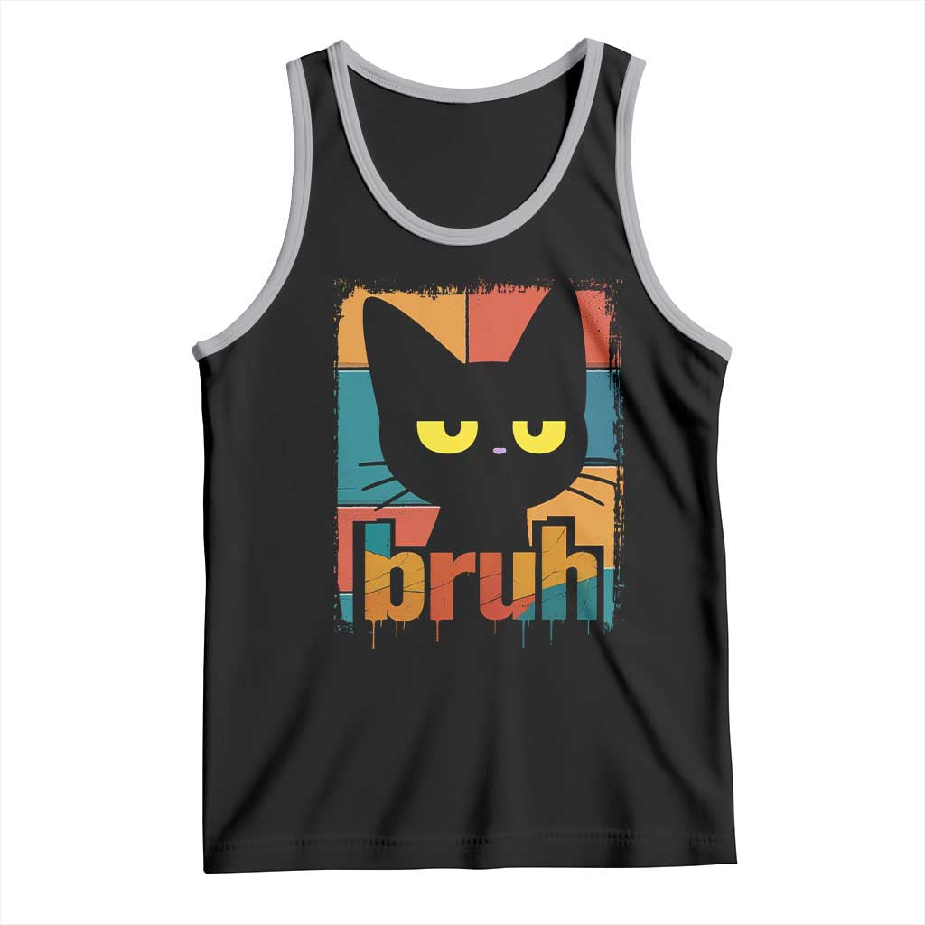 Funny Black Cat Bruh Meme Tank Top Funny Black Cat TS14 Black Athletic Heather Print Your Wear