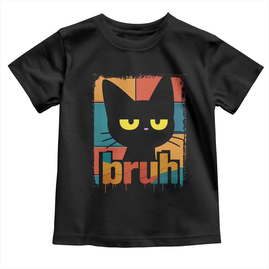 Funny Black Cat Bruh Meme Toddler T Shirt Funny Black Cat TS14 Black Print Your Wear