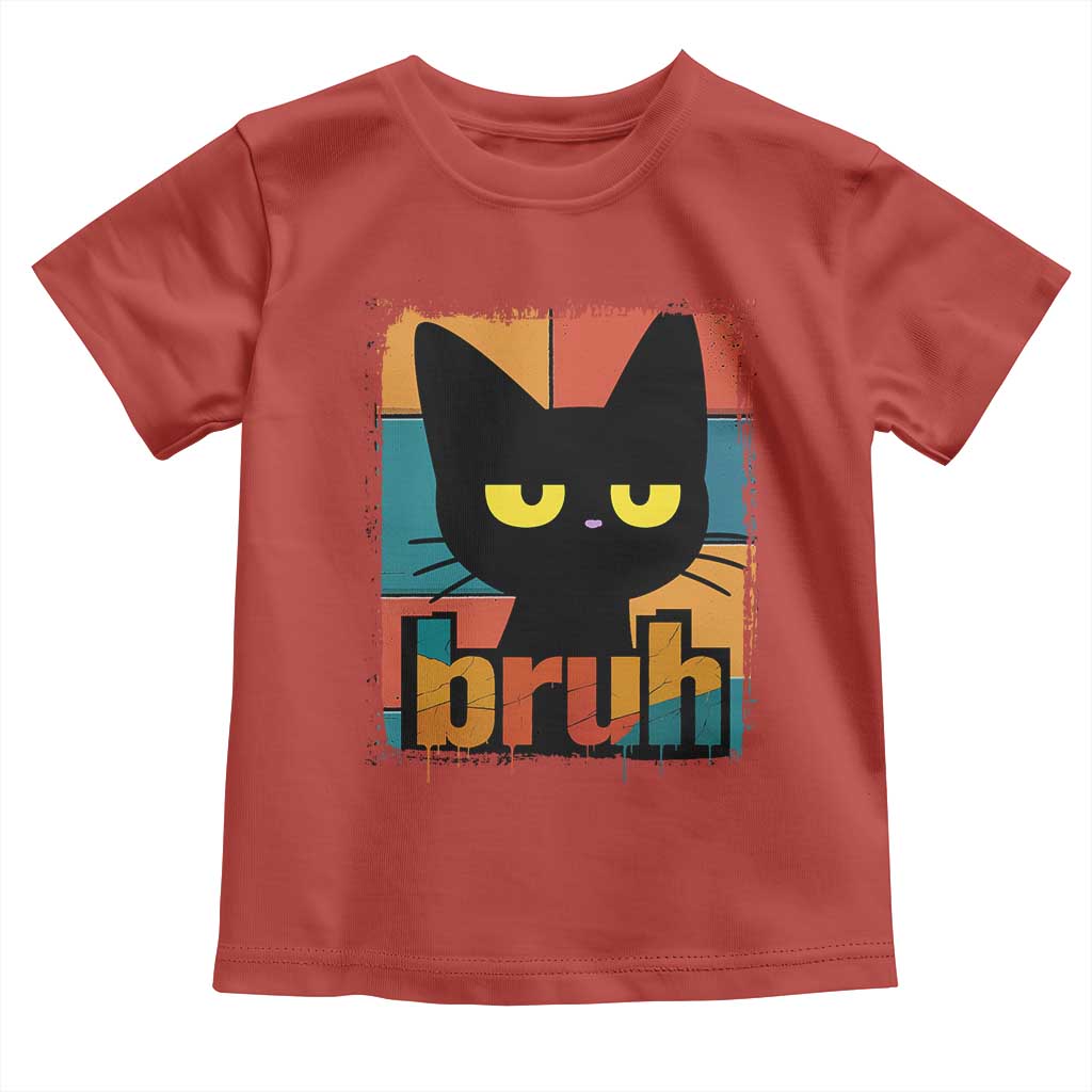 Funny Black Cat Bruh Meme Toddler T Shirt Funny Black Cat TS14 Red Print Your Wear
