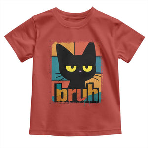 Funny Black Cat Bruh Meme Toddler T Shirt Funny Black Cat TS14 Red Print Your Wear