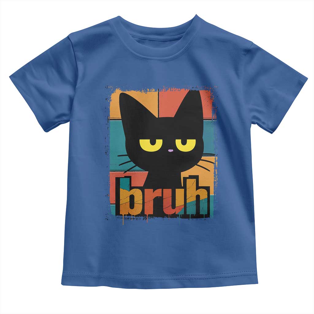 Funny Black Cat Bruh Meme Toddler T Shirt Funny Black Cat TS14 Royal Blue Print Your Wear