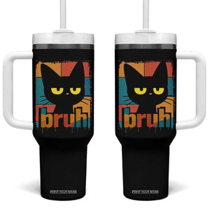 Funny Black Cat Bruh Meme Tumbler With Handle Funny Black Cat TS14 One Size: 40 oz Black Print Your Wear