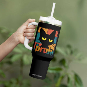 Funny Black Cat Bruh Meme Tumbler With Handle Funny Black Cat TS14 Print Your Wear