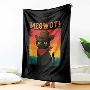 Meowdy Cowboy Cat Throw Blanket Cute Black Kitten Country Western TS14 Print Your Wear