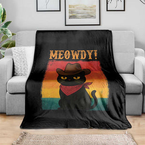 Meowdy Cowboy Cat Throw Blanket Cute Black Kitten Country Western TS14 Print Your Wear