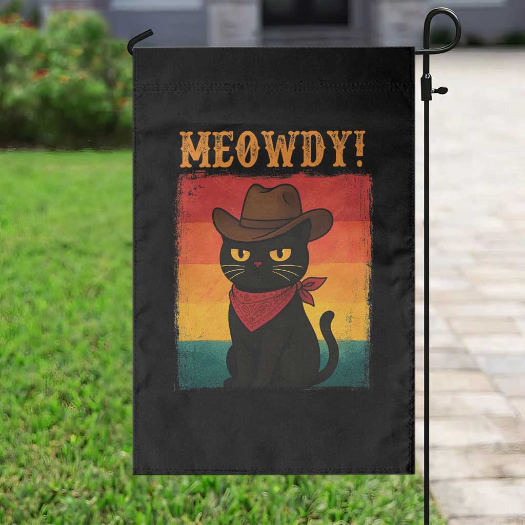 Meowdy Cowboy Cat Garden Flag Cute Black Kitten Country Western TS14 Print Your Wear