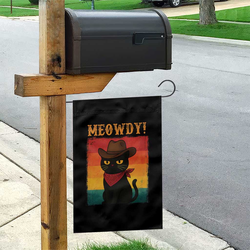 Meowdy Cowboy Cat Garden Flag Cute Black Kitten Country Western TS14 Print Your Wear