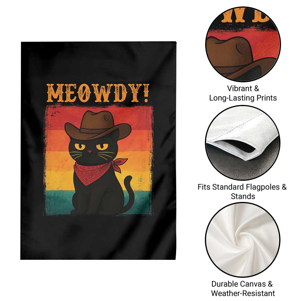 Meowdy Cowboy Cat Garden Flag Cute Black Kitten Country Western TS14 Print Your Wear