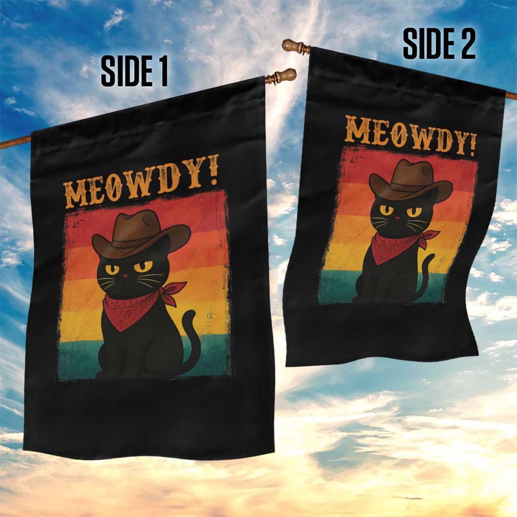 Meowdy Cowboy Cat Garden Flag Cute Black Kitten Country Western TS14 Print Your Wear