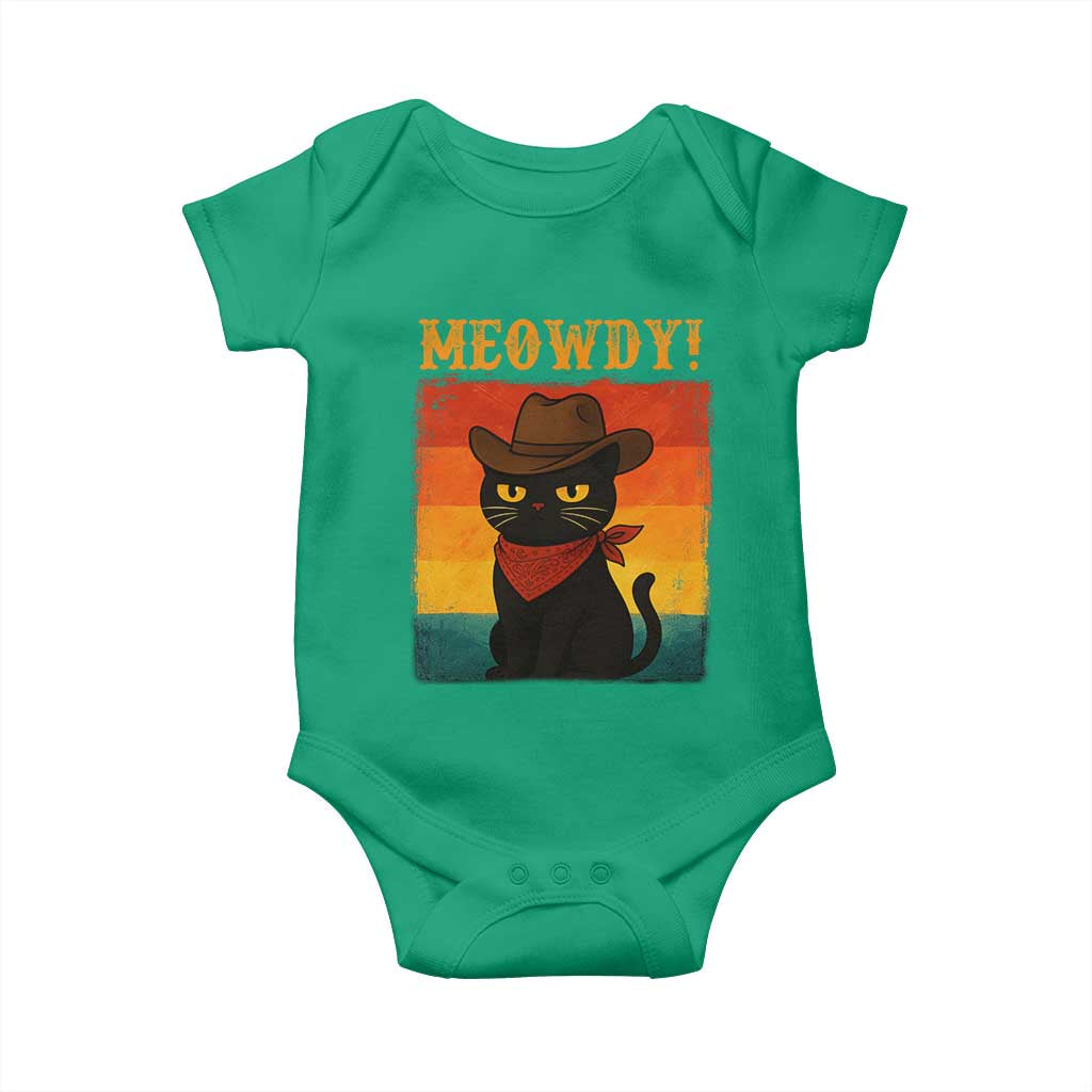 Meowdy Cowboy Cat Baby Onesie Cute Black Kitten Country Western TS14 Irish Green Print Your Wear