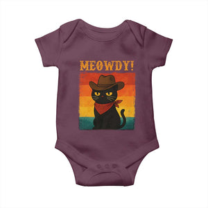 Meowdy Cowboy Cat Baby Onesie Cute Black Kitten Country Western - Print Your Wear