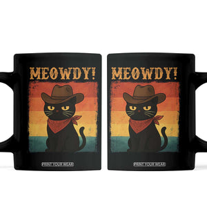Meowdy Cowboy Cat Coffee Mug Cute Black Kitten Country Western TS14 Black Print Your Wear