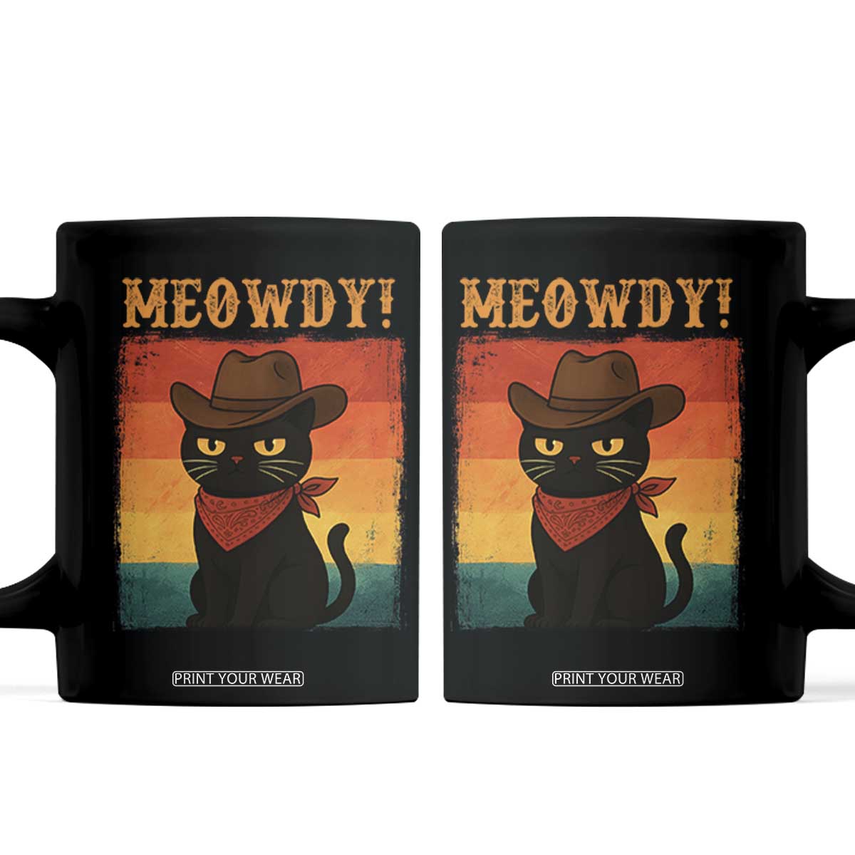 Meowdy Cowboy Cat Coffee Mug Cute Black Kitten Country Western TS14 Black Print Your Wear