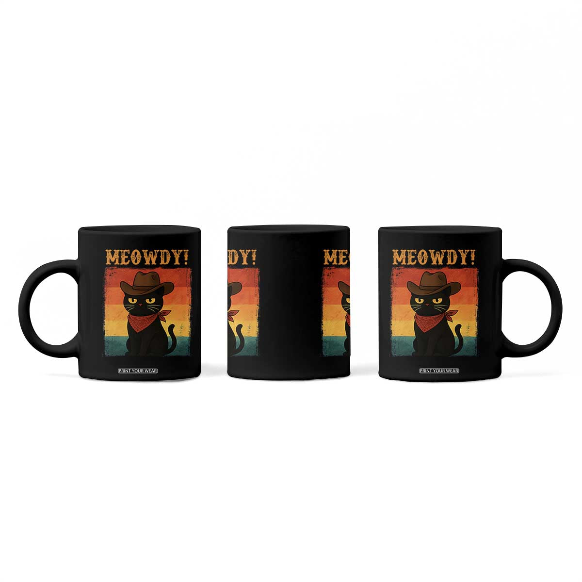 Meowdy Cowboy Cat Coffee Mug Cute Black Kitten Country Western TS14 Print Your Wear