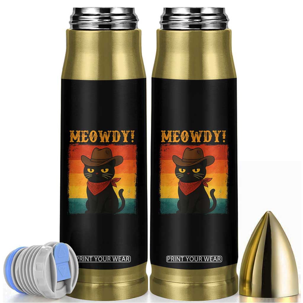 Meowdy Cowboy Cat Bullet Tumbler Cute Black Kitten Country Western TS14 White Print Your Wear