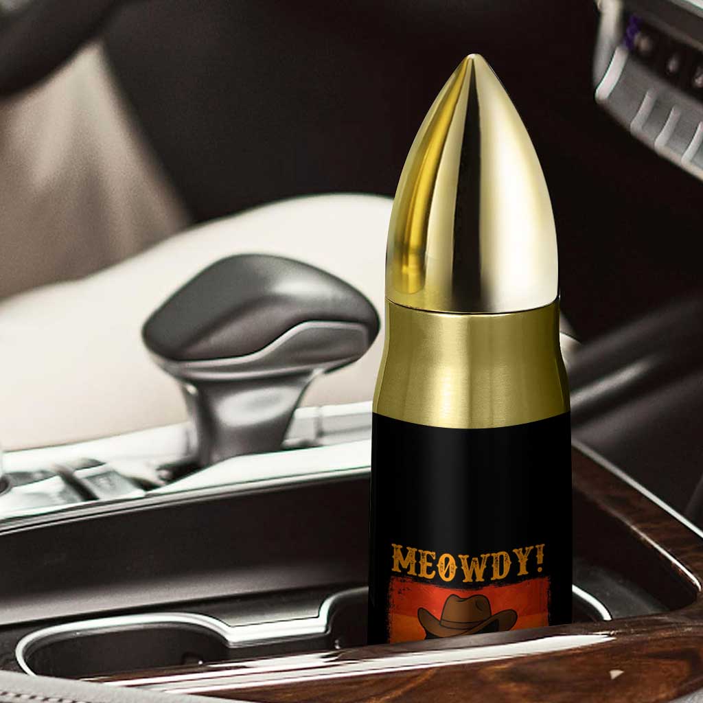 Meowdy Cowboy Cat Bullet Tumbler Cute Black Kitten Country Western TS14 Print Your Wear