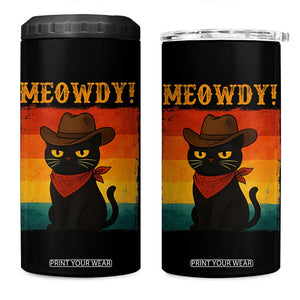 Meowdy Cowboy Cat 4 in 1 Can Cooler Tumbler Cute Black Kitten Country Western TS14 One Size: 16 oz Black Print Your Wear