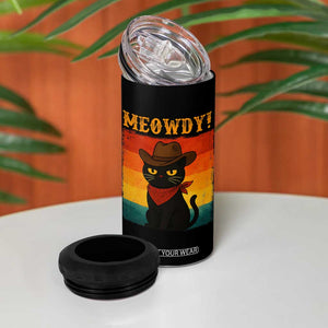Meowdy Cowboy Cat 4 in 1 Can Cooler Tumbler Cute Black Kitten Country Western TS14 Print Your Wear