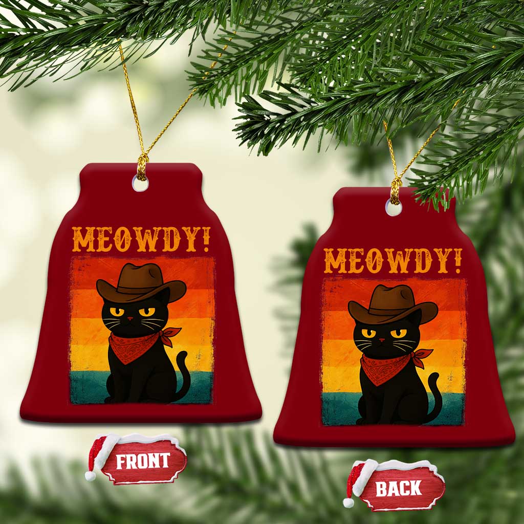 Meowdy Cowboy Cat Ceramic Ornament Cute Black Kitten Country Western TS14 Print Your Wear
