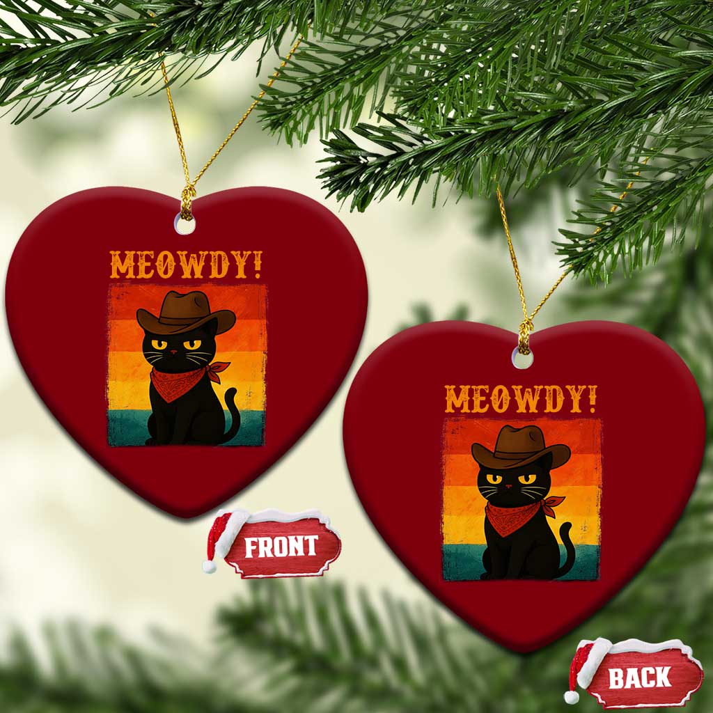 Meowdy Cowboy Cat Ceramic Ornament Cute Black Kitten Country Western TS14 Print Your Wear