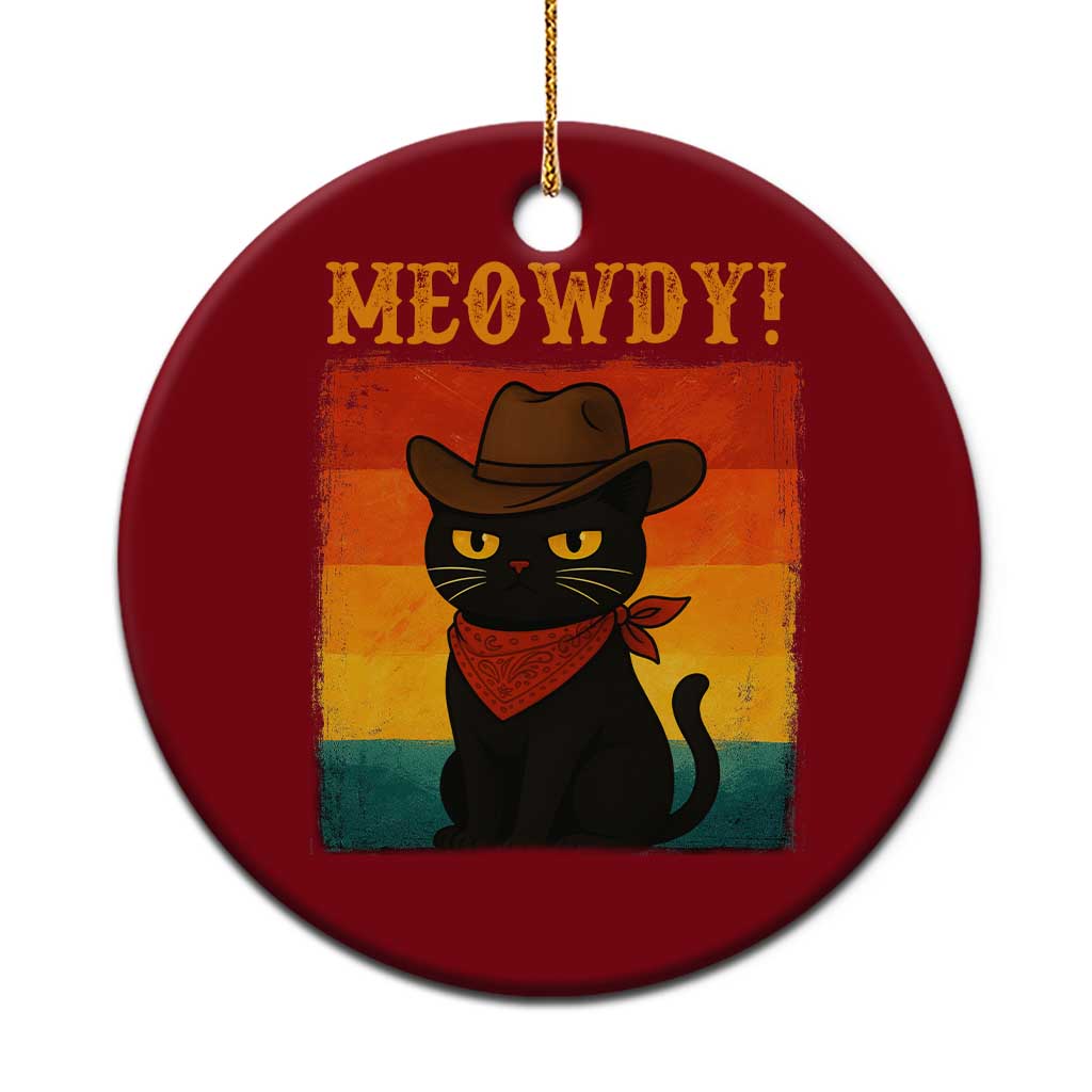 Meowdy Cowboy Cat Ceramic Ornament Cute Black Kitten Country Western TS14 1pc Red Print Your Wear
