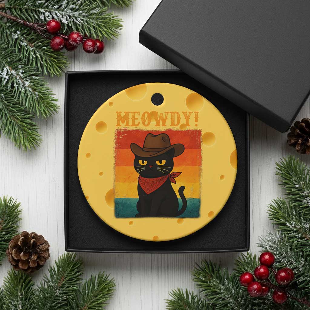 Meowdy Cowboy Cat Ceramic Ornament Cute Black Kitten Country Western TS14 1pc Yellow Cheese Print Your Wear