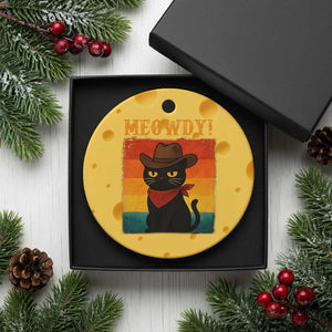 Meowdy Cowboy Cat Ceramic Ornament Cute Black Kitten Country Western TS14 1pc Yellow Cheese Print Your Wear