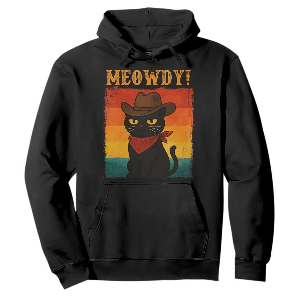 Meowdy Cowboy Cat Hoodie Cute Black Kitten Country Western TS14 Black Print Your Wear