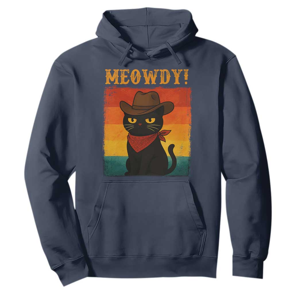 Meowdy Cowboy Cat Hoodie Cute Black Kitten Country Western TS14 Navy Print Your Wear